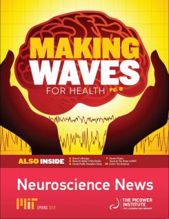 Newsletter cover shows a cartoon brain in someone's hands with waves beneath