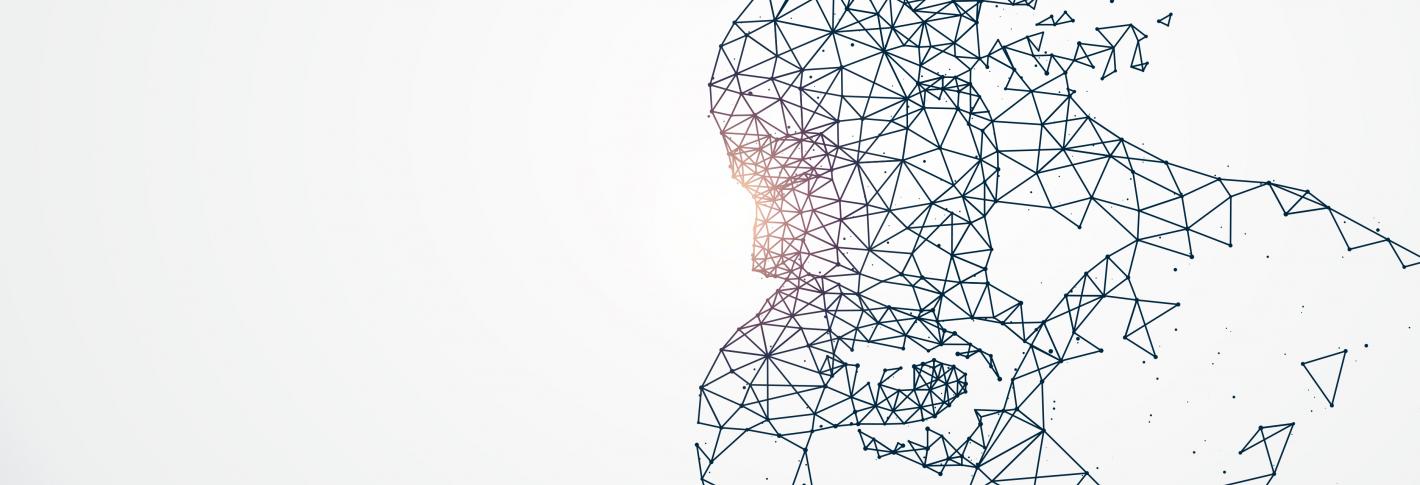 Abstract image of silhouette with "mind" deteriorating