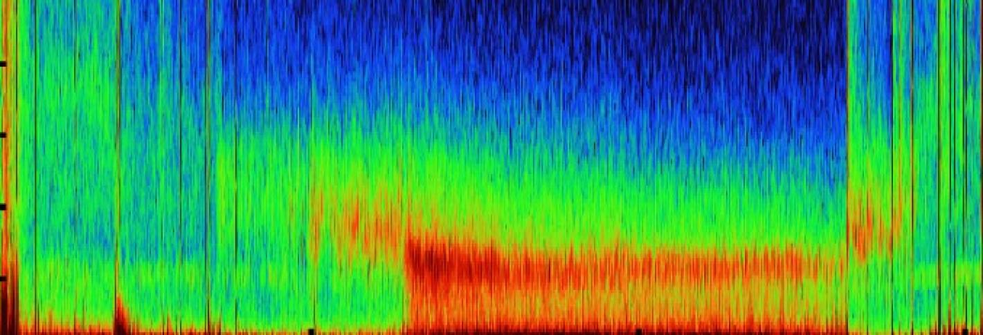 A rectangle along the top uses colors to show the power of different frequencies of brain rhythms at different times. A bottom rectangle uses the height of dots to show how algorithms judged the probability of consciousness at those same times.