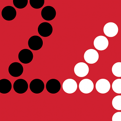 On a red background text says MIT 24-Hour Challenge 3.10.22 with a 24 made of black and white dots and the MIT logo