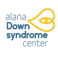 Center logo says "Alana Down Syndrome Center" in blue text with a yellow heart that has an embedded eye