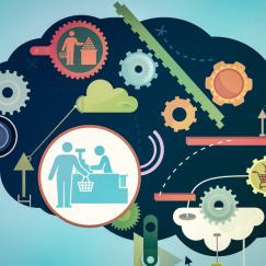 a cartoon of a brain with cogs and gears